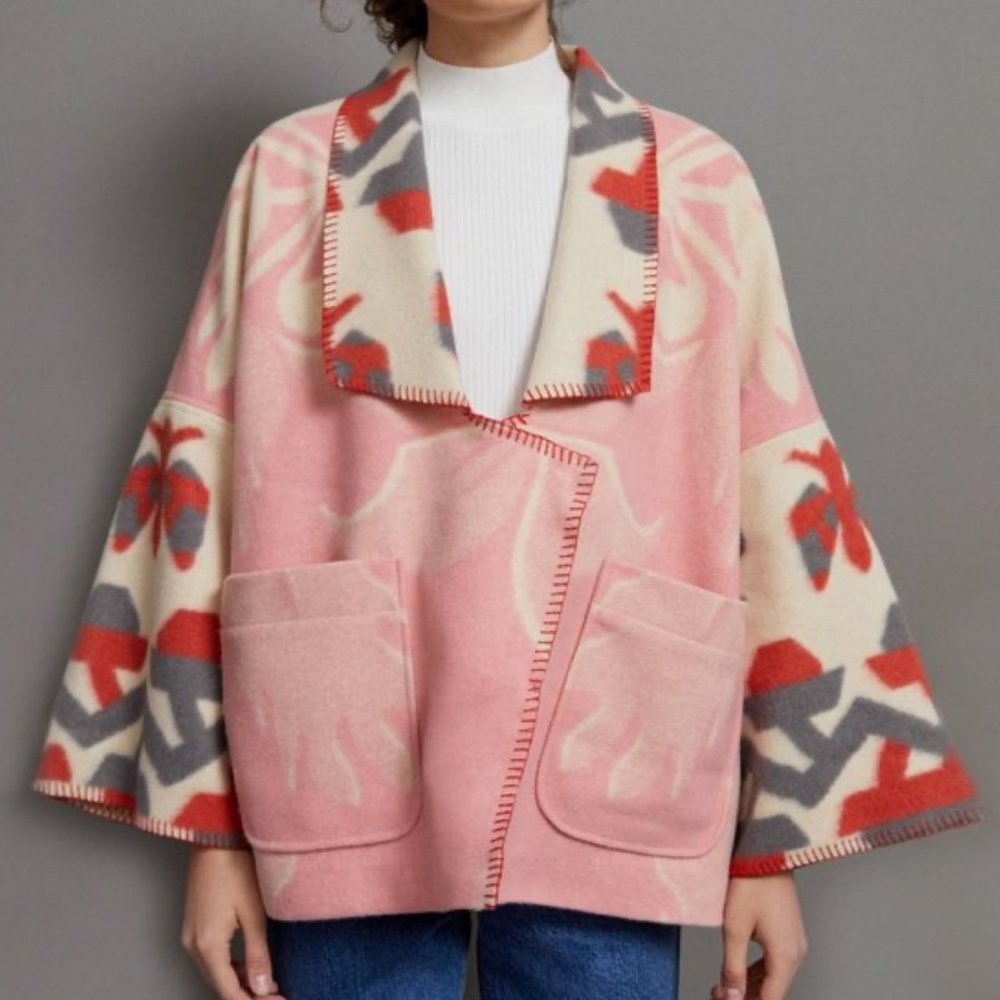Anthropologie Heidi Kimono Jacket in Pink/Rose